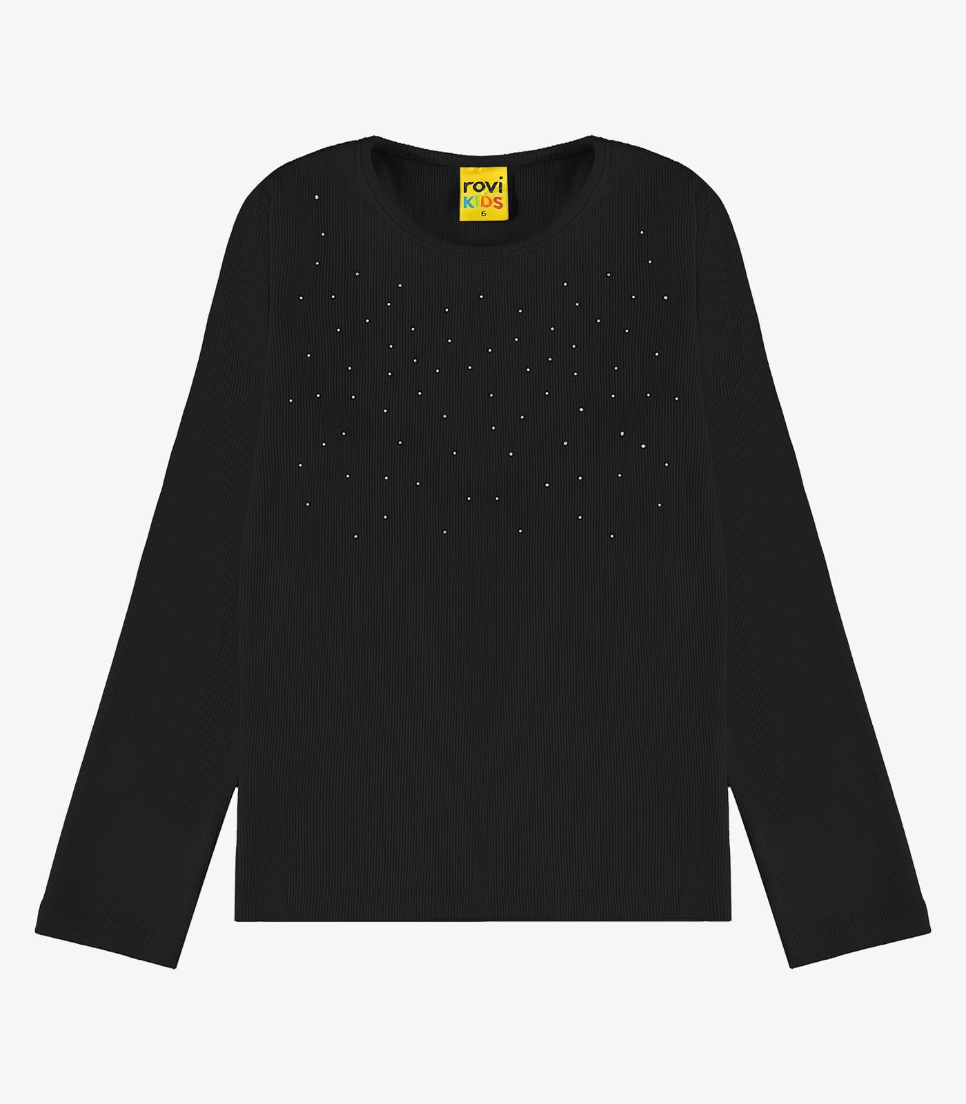 Blusa de Manga Longa em Ribana 2x1 Rovi Kids Preto