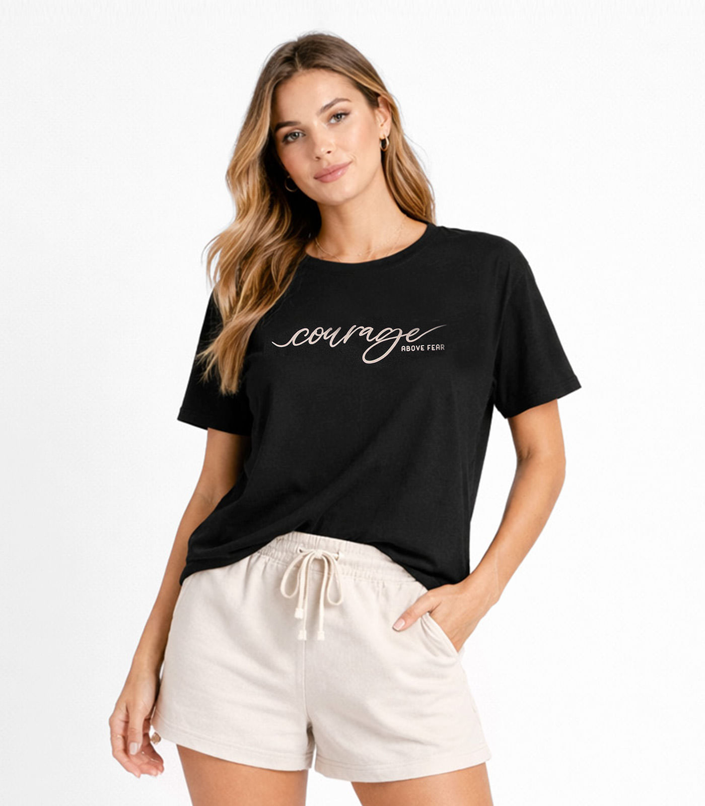 T-Shirt Cropped Feminina Com Estampa Infinita Cor Preto