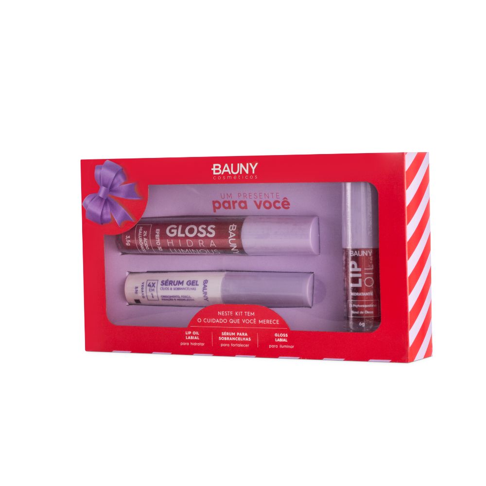 Estojo Bauny Lip Oil, Sérum e Gloss Labial