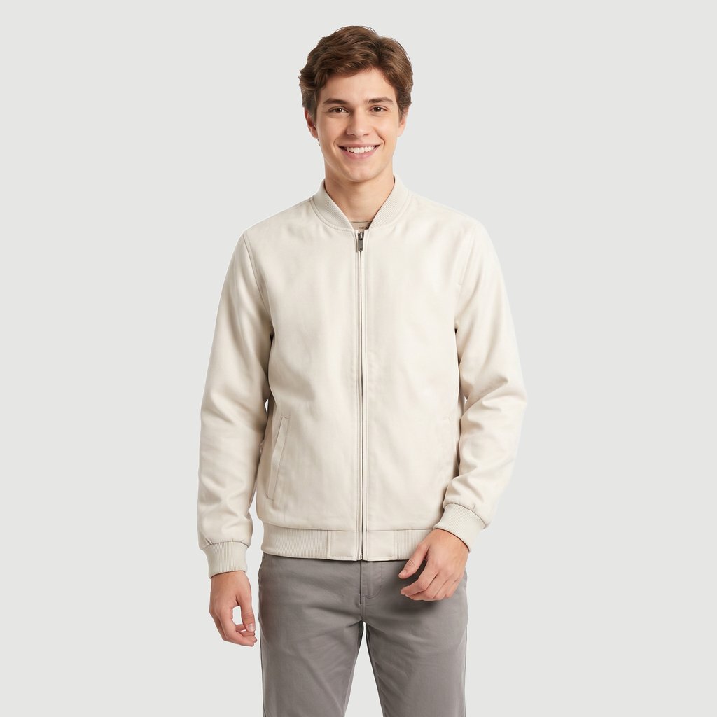 Jaqueta Manga Longa Bomber De Suede  Off White