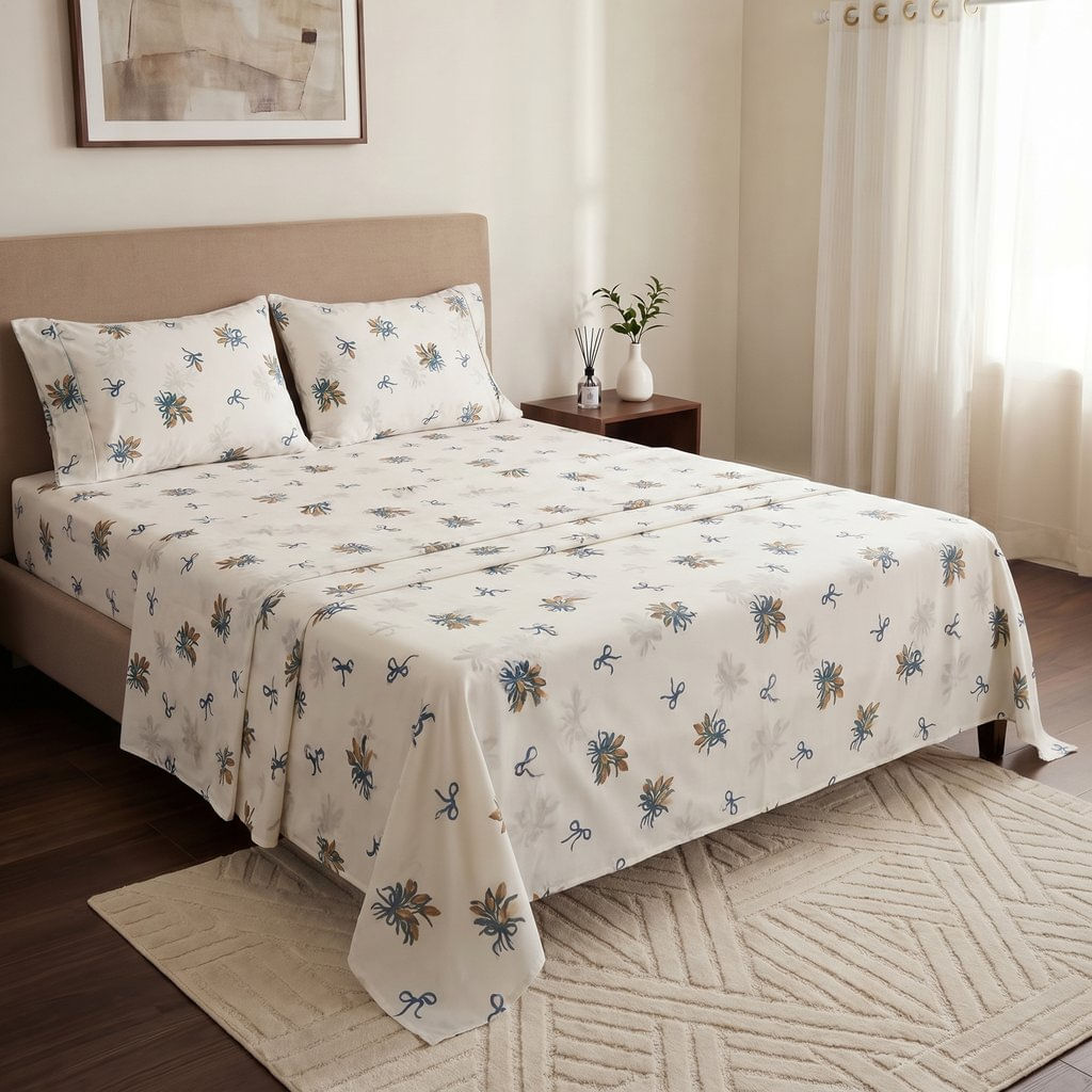 Jogo cama casal 4 pecas mf tulipas bouquet