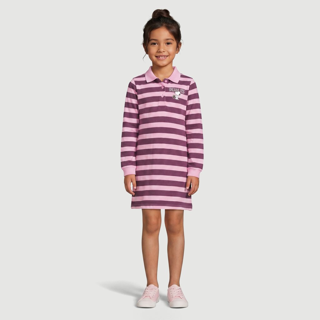 Vestido Infa Snoopy Listrado Rosa