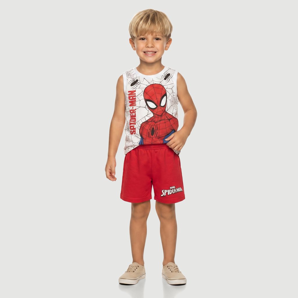 Conjunto Sem Manga Ppo Prd Marvel V Spider Man Estampado Off White