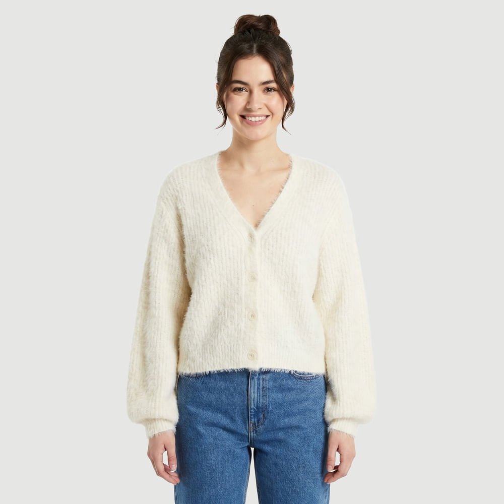 Cardigan Cropped Pelinho Off White