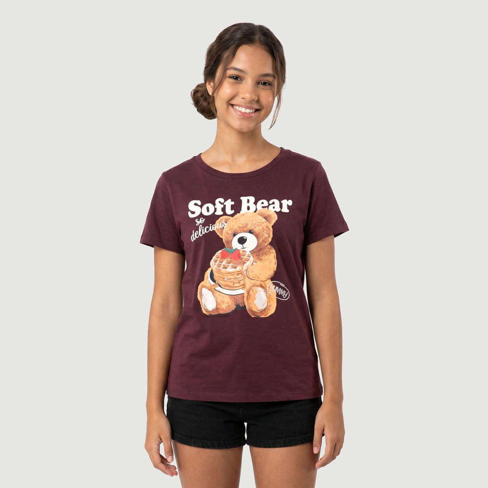 Blusa Manga Curta Mass Msa Love Trend Estampado Vinho