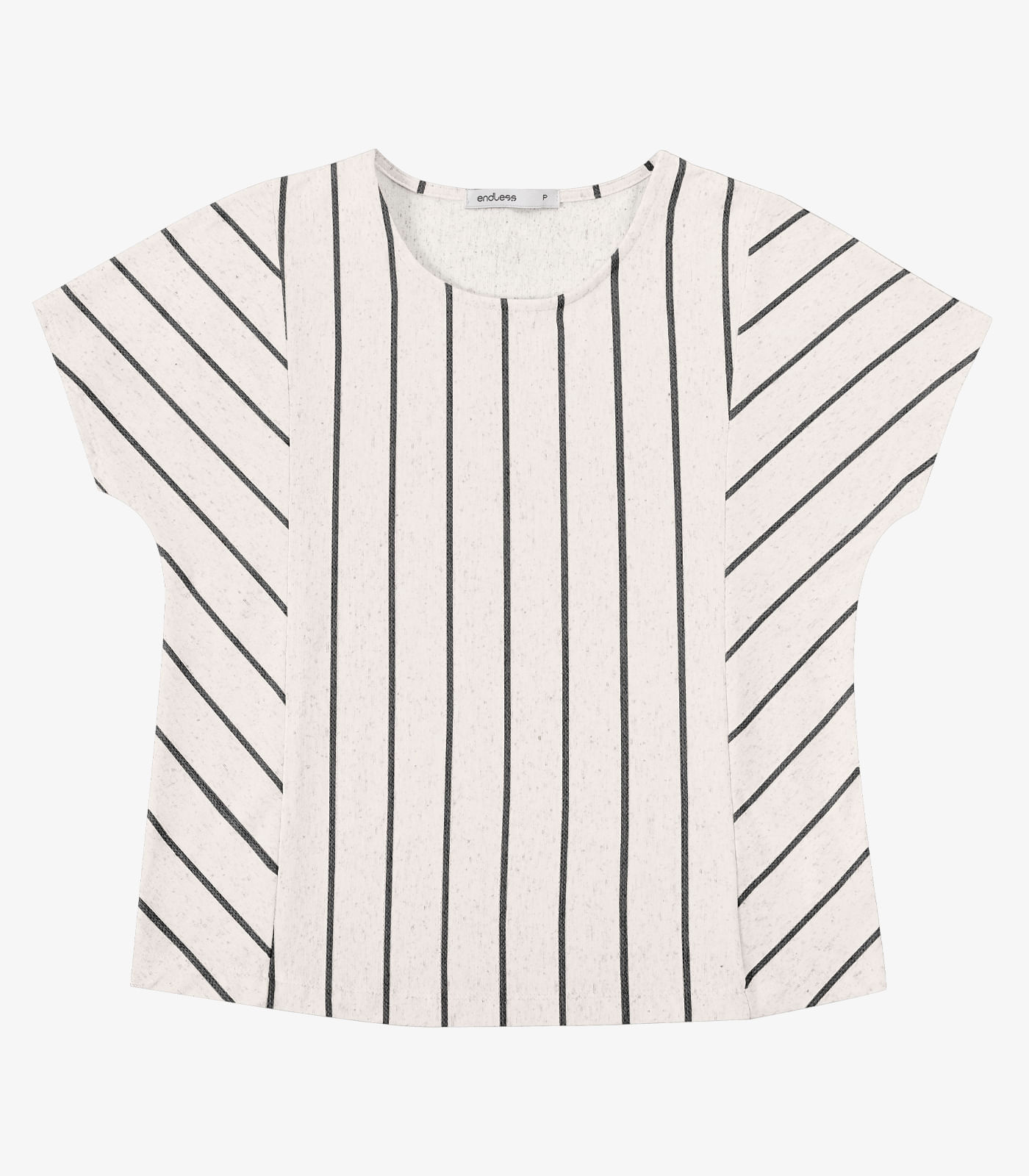 Blusa Feminina Viscolinho Lurex Listrada Endless Preto