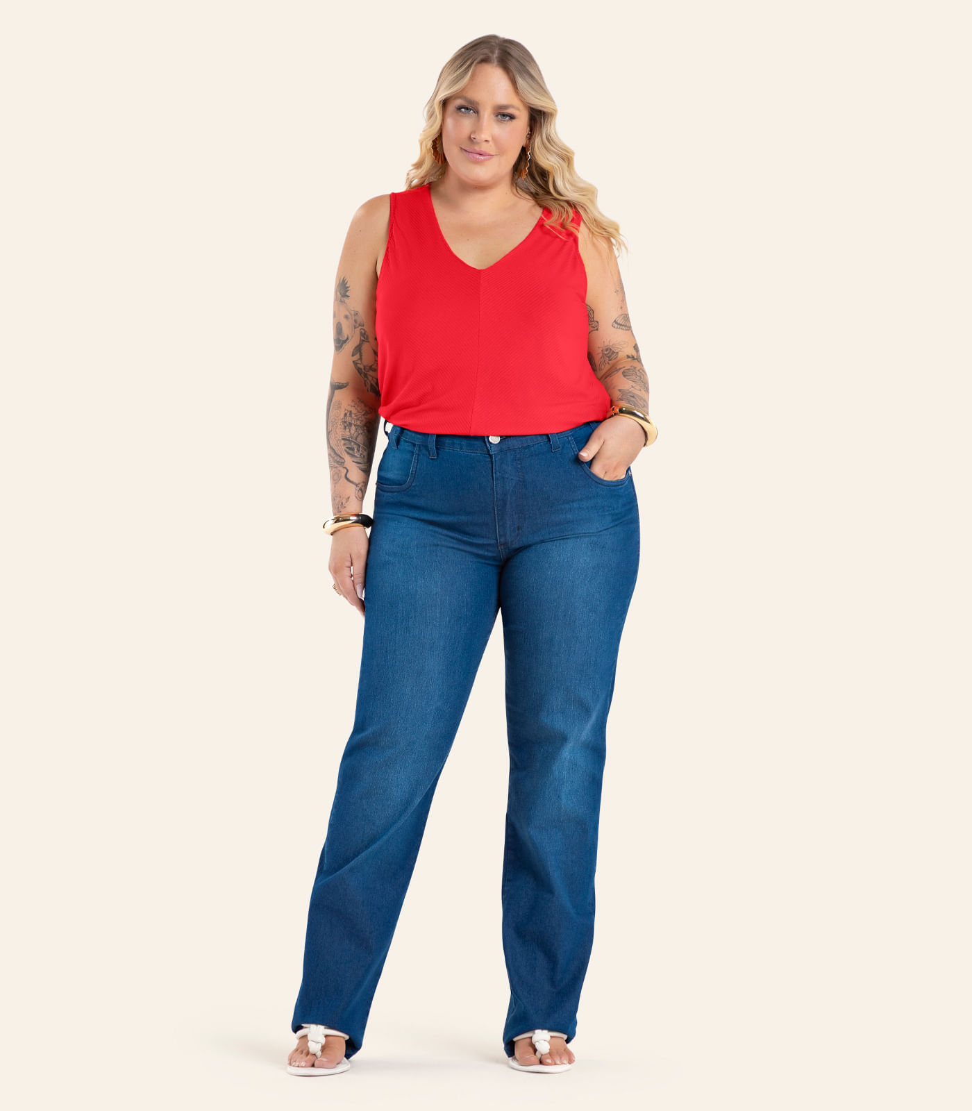 Regata Feminina Plus Size Secret Glam Laranja