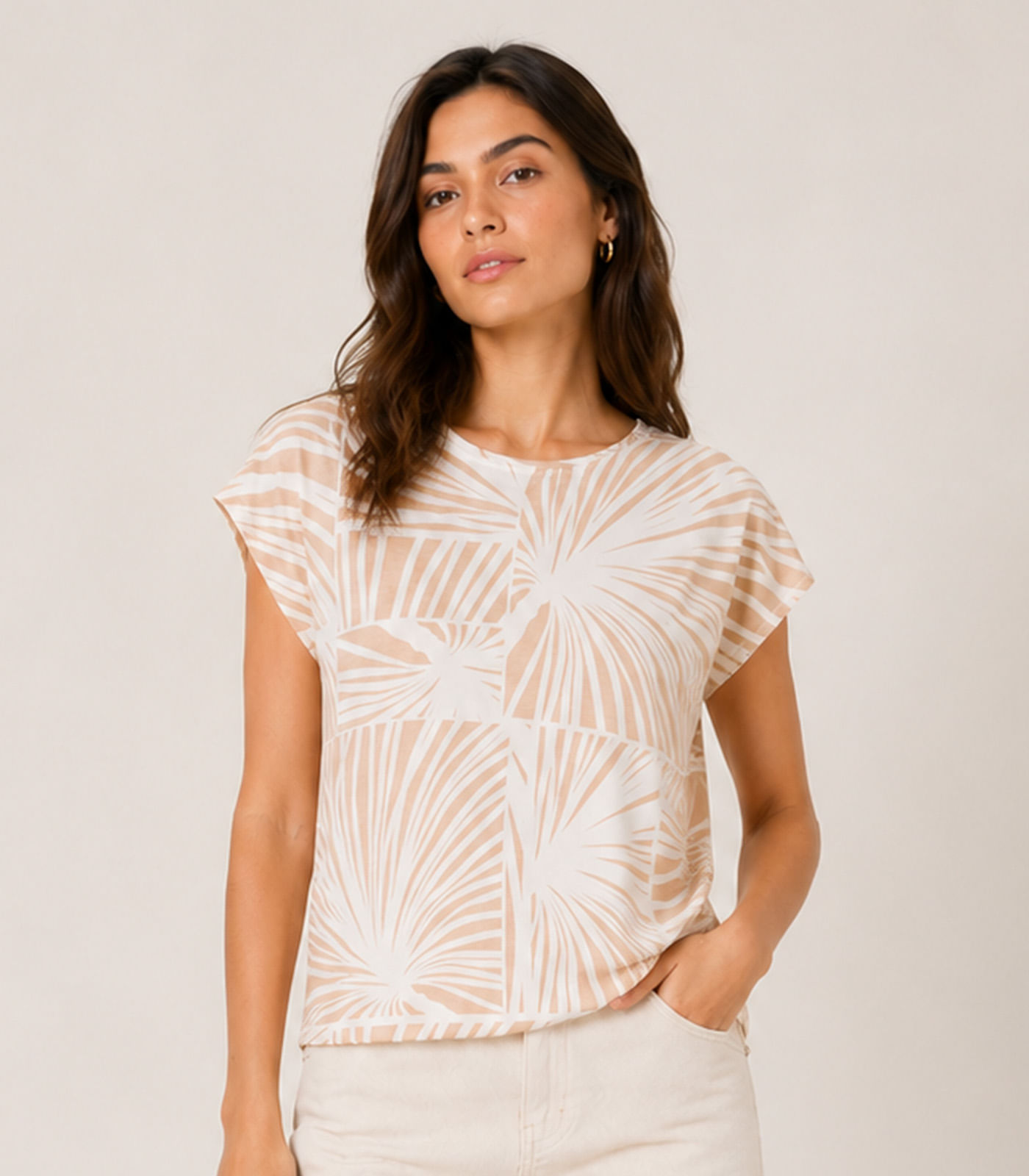Blusa Feminina Estampada Rovitex Bege