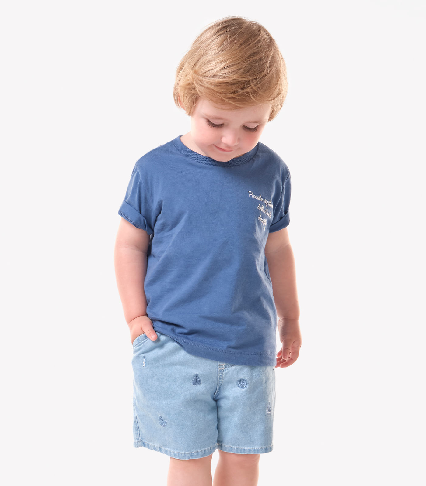 Conjunto Infantil Camiseta Com Bermuda Trick Nick Azul
