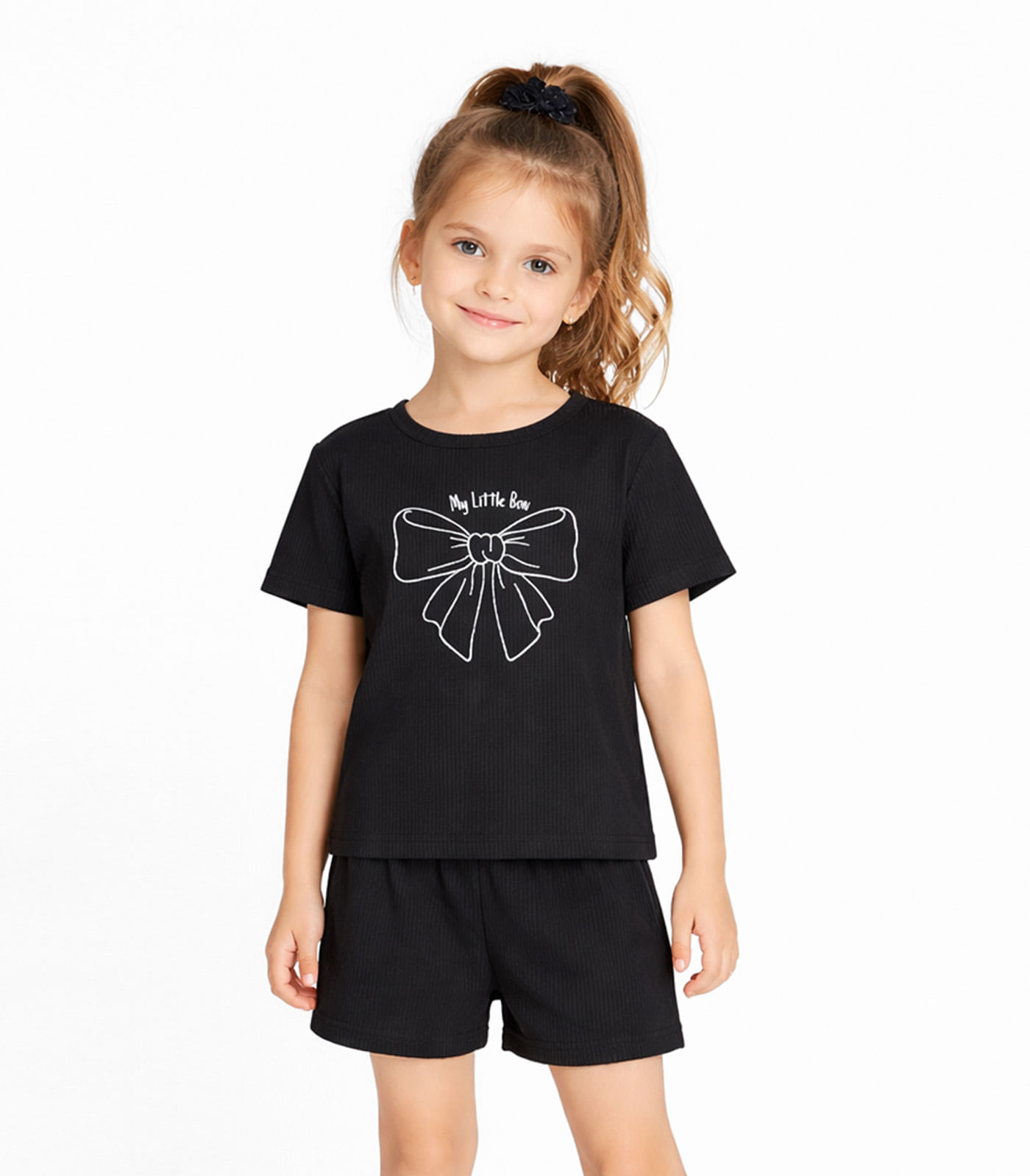 Conjunto Infantil Feminino Blusa E Short Select Preto