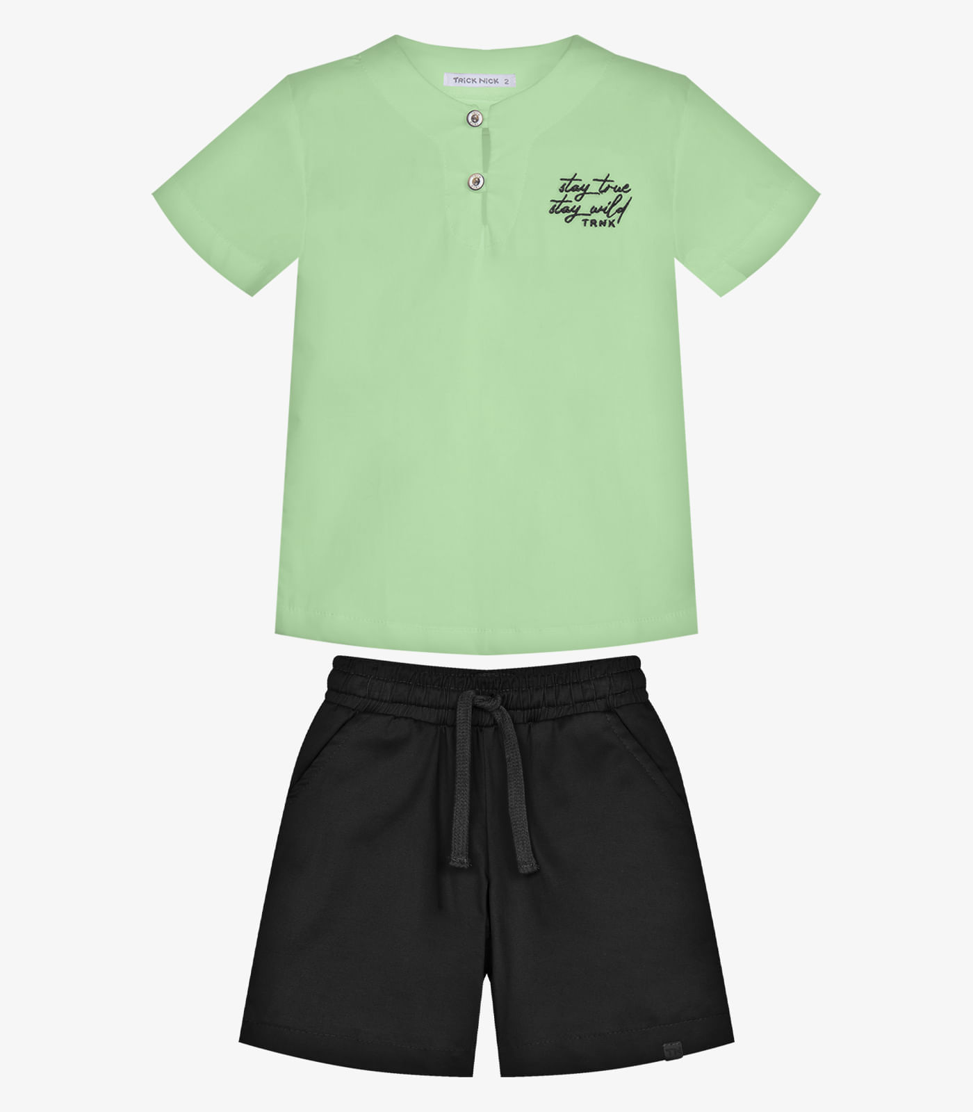Conjunto Infantil Camisa Com Bermuda Trick Nick Verde