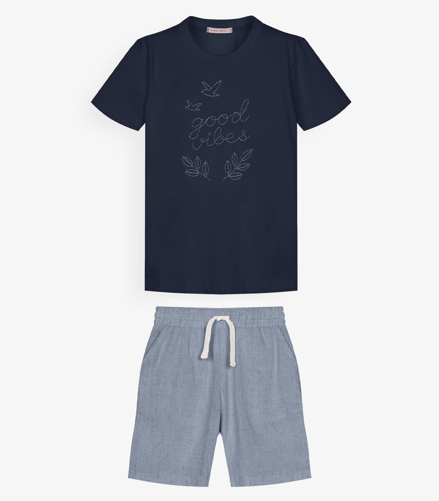 Conjunto Infantil Camiseta Com Bermuda Trick Nick Azul