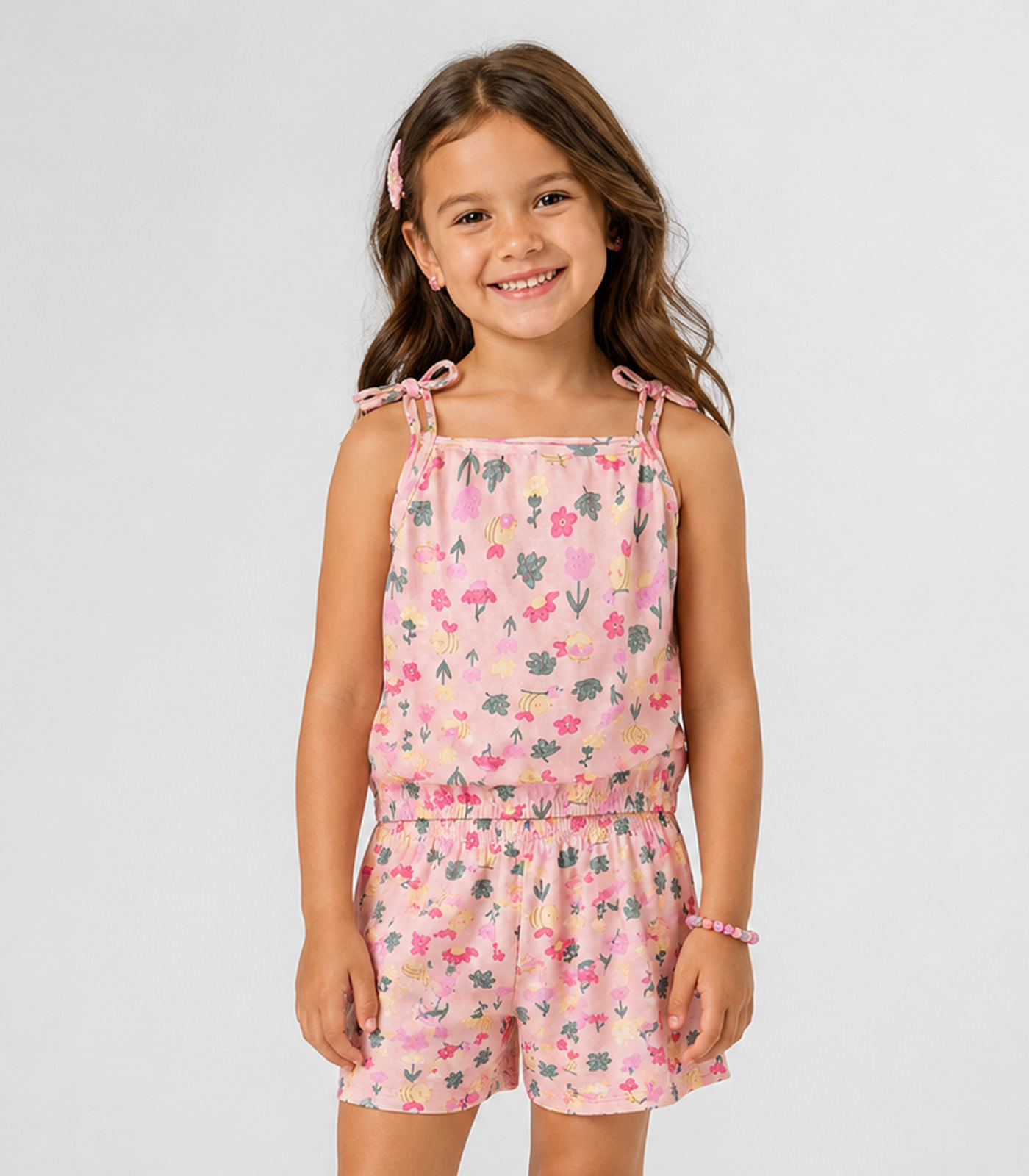 Conjunto Infantil Blusa de Alça e Short Select Rosa