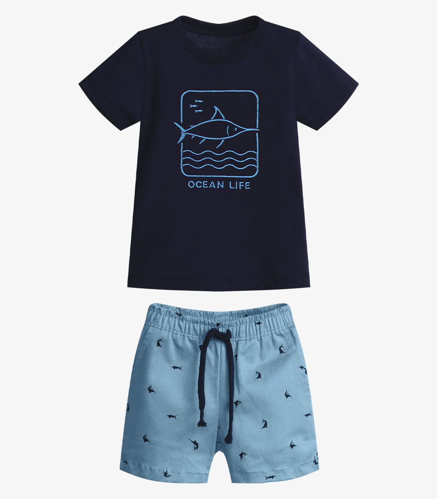 Conjunto Infantil Camiseta Com Bermuda Trick Nick Azul