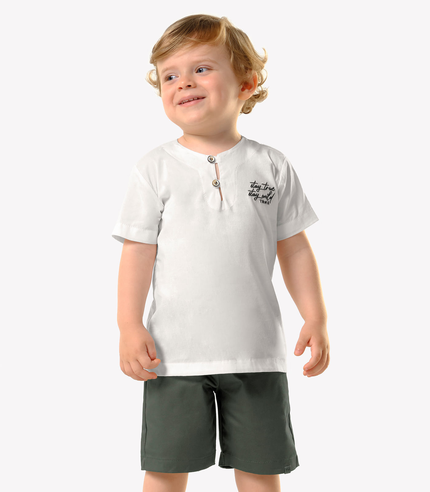 Conjunto Infantil Camisa Com Bermuda Trick Nick Bege