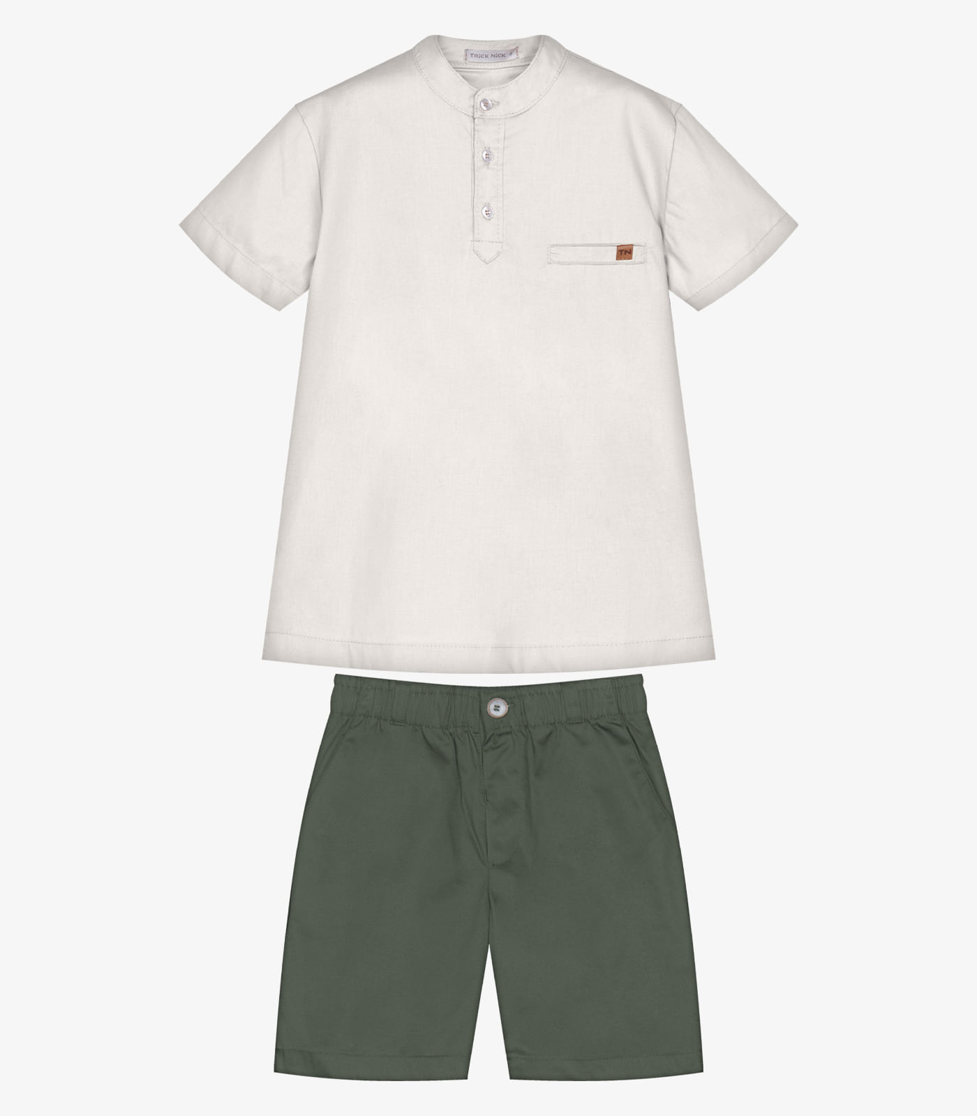 Conjunto Infantil Camisa Com Bermuda Trick Nick Bege