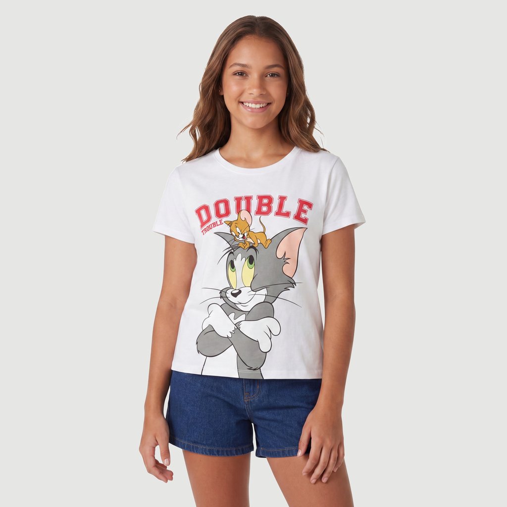 Blusa Trendy Tom e Jerry Off White Warner