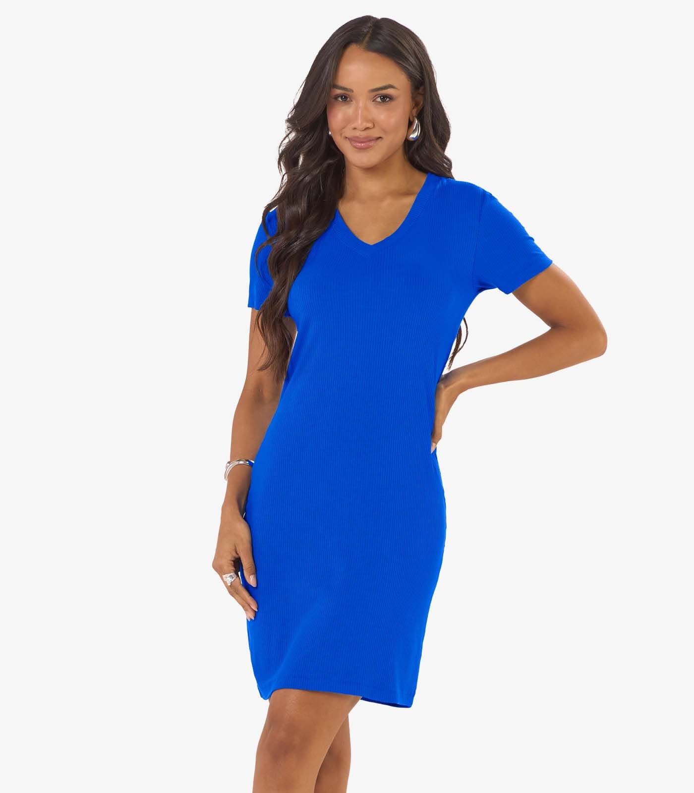 Vestido Curto Feminino Ribana Canelada Rovitex Azul