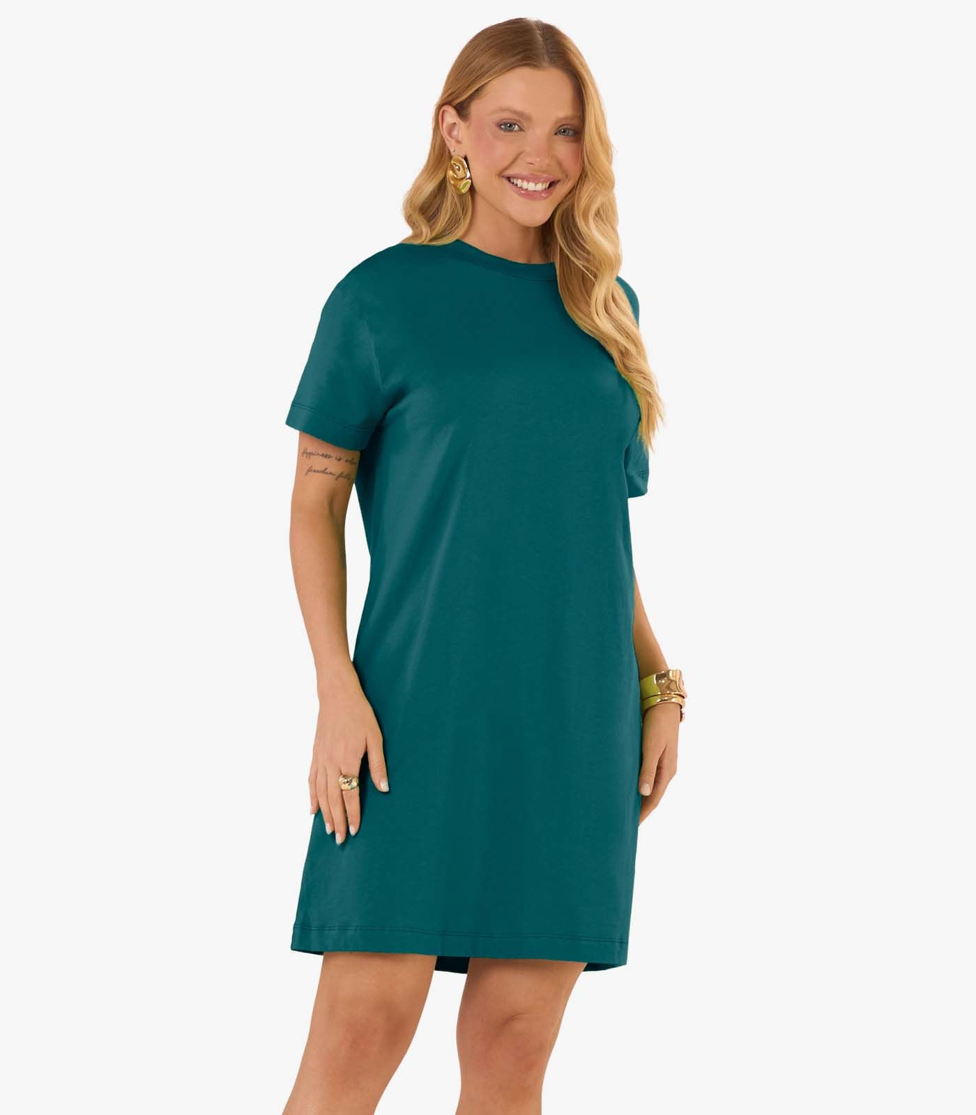 Vestido Básico T-Shirt Feminino Rovitex Verde