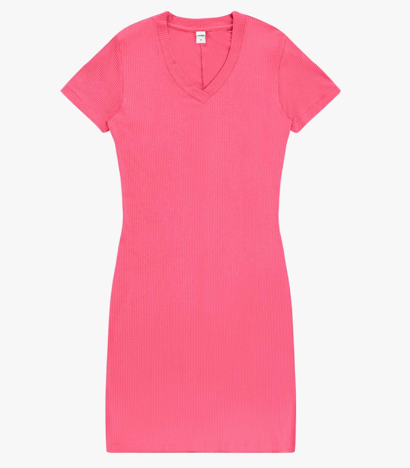 Vestido Curto Feminino Ribana Canelada Rovitex Rosa