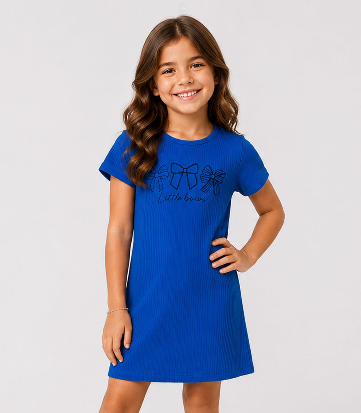 Vestido Infantil Ribana Canelada E Estampa Select Azul