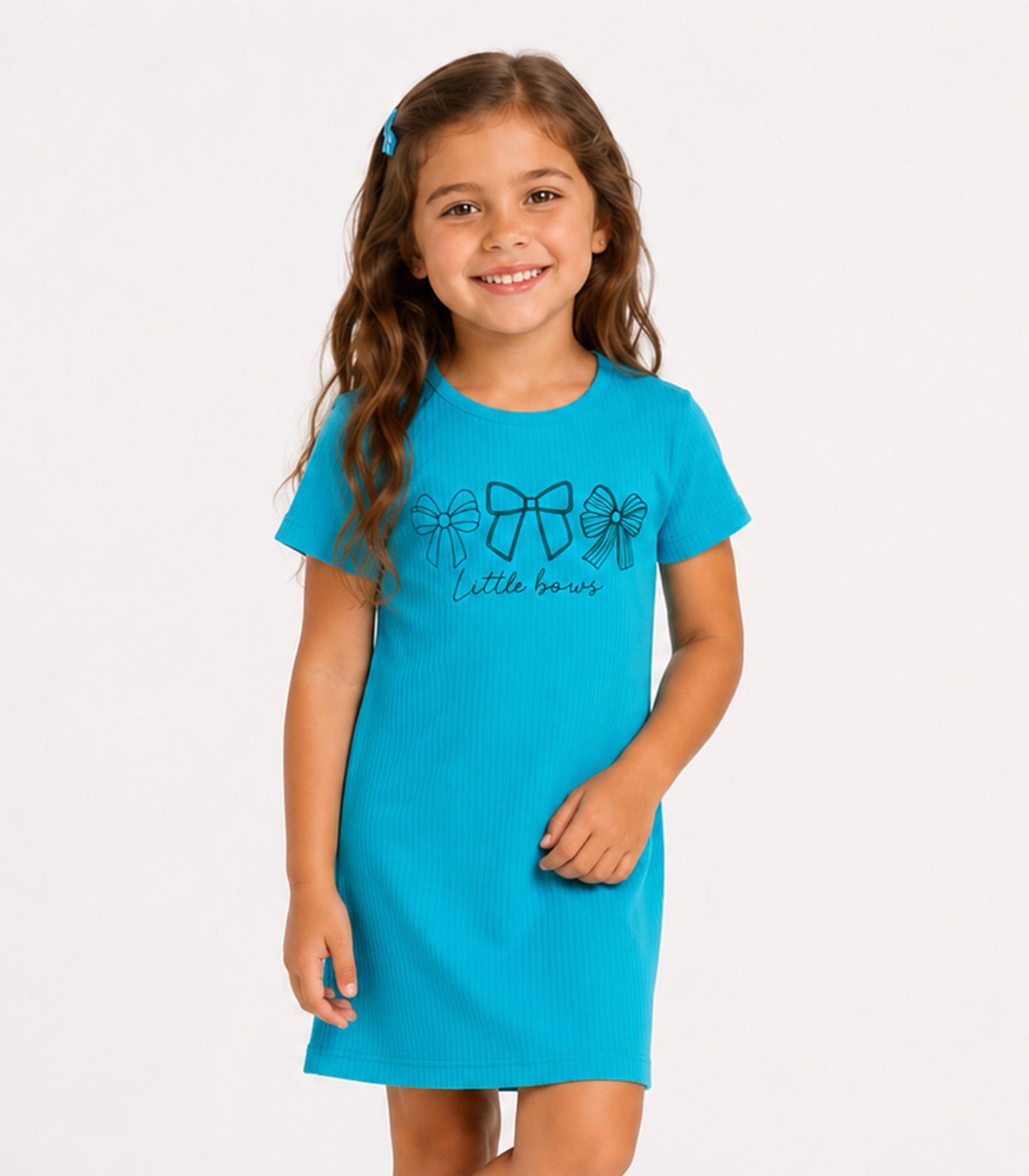 Vestido Infantil Ribana Canelada E Estampa Select Azul