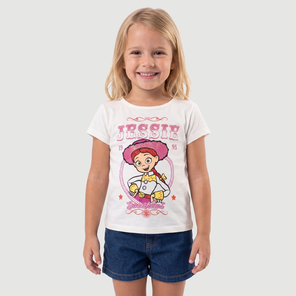 Camiseta Jessie Glitter  Estampado Off White - Disney Toy Story