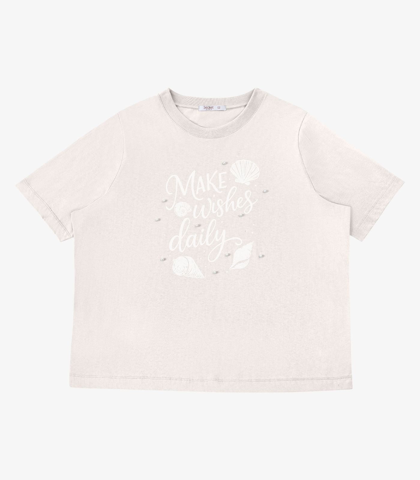 T- Shirt Feminina Com Estampa Secret Glam Bege