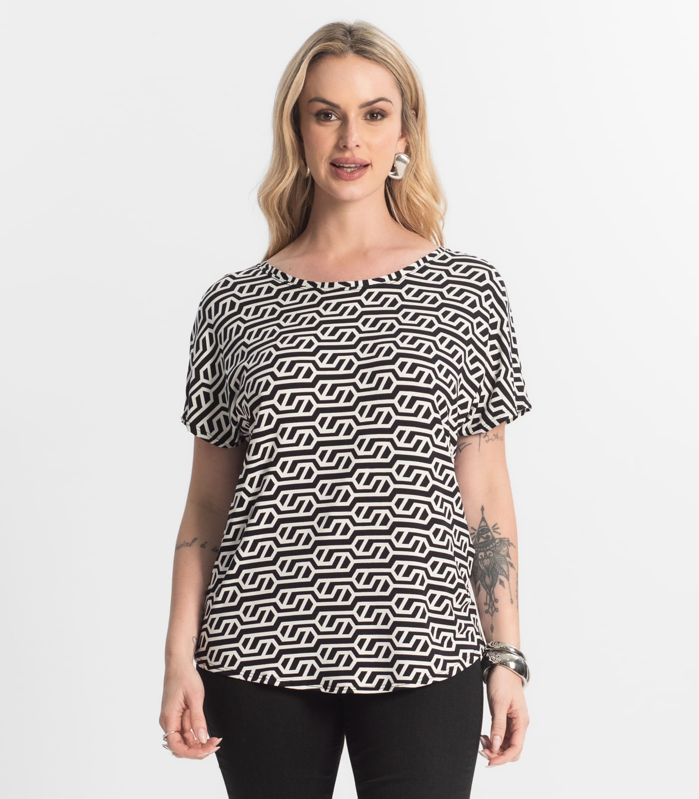 Blusa Feminina Estampada Rovitex Preto