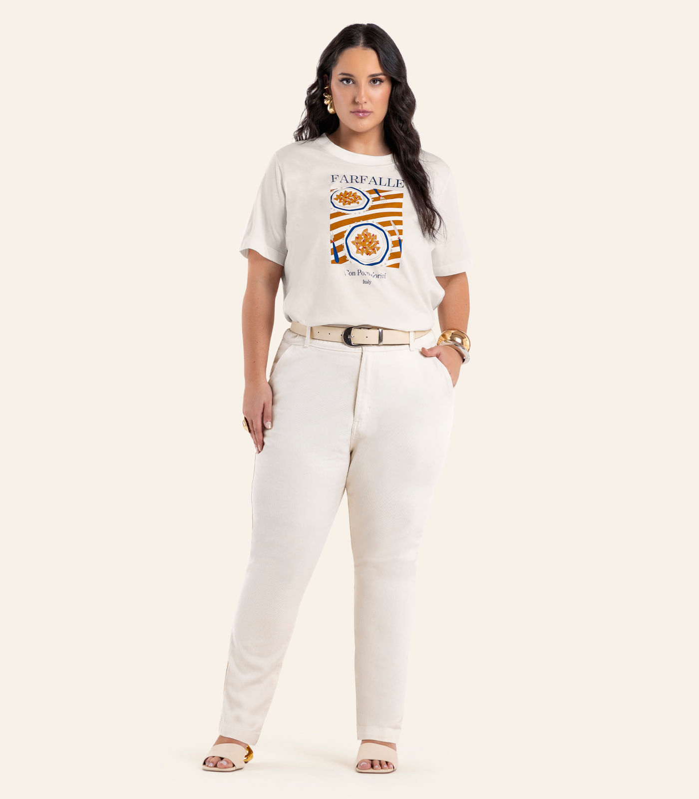 T-Shirt Feminina Com Estampa Secret Glam Bege