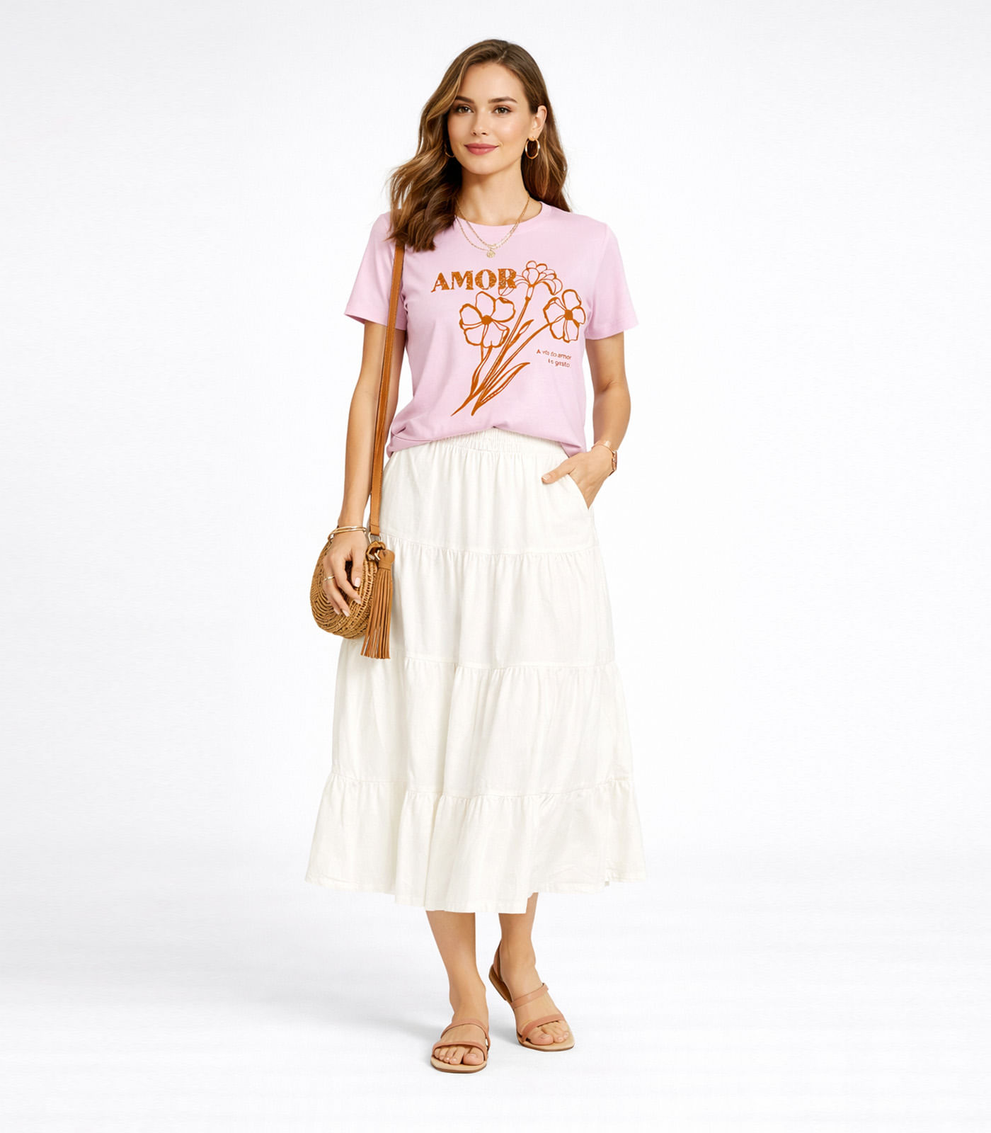 Blusa Feminina Manga Curta Estampada Select Rosa