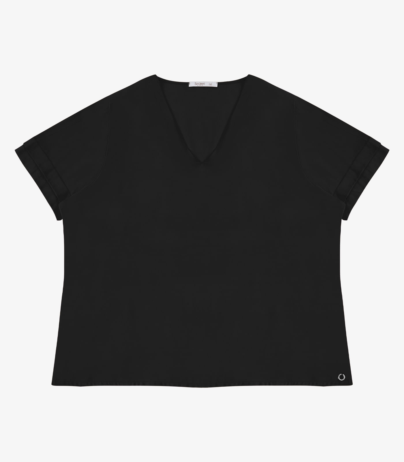 Blusa Feminina Decote V Viscose Secret Glam Preto