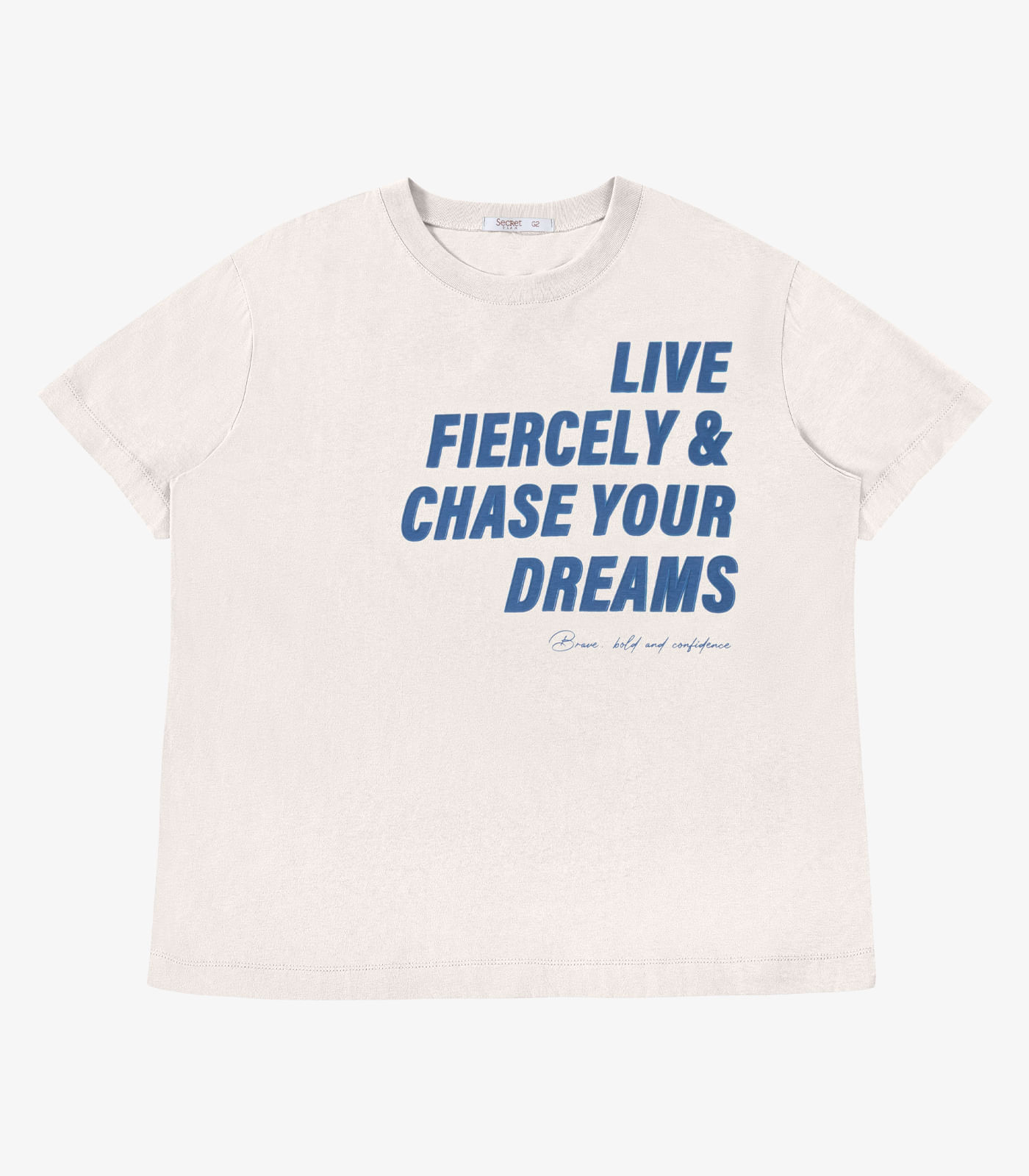 T-Shirt Feminina E Estampa Meia Malha Secret Glam Bege