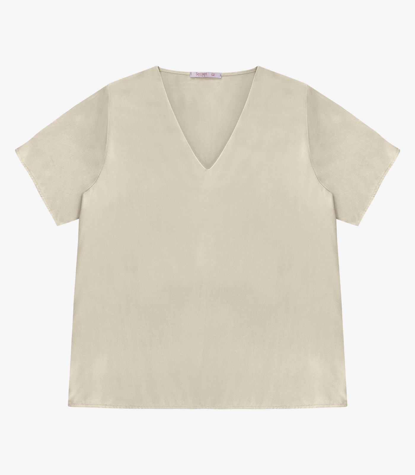 Blusa Manga Curta Feminina Plus Size Secret Glam Bege
