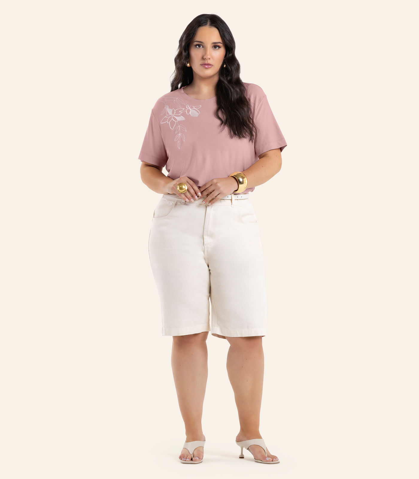 Blusa Feminina Manga Curta Com Bordado Secret Glam Rosa