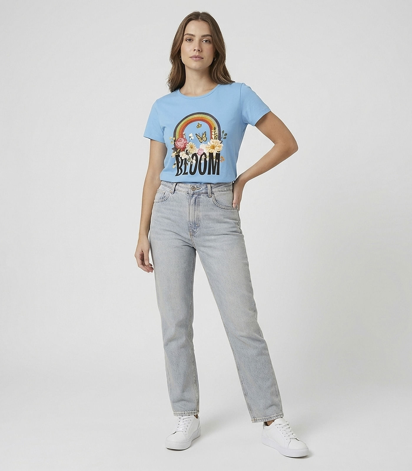 Blusa Baby Look Feminina Estampada Select Azul