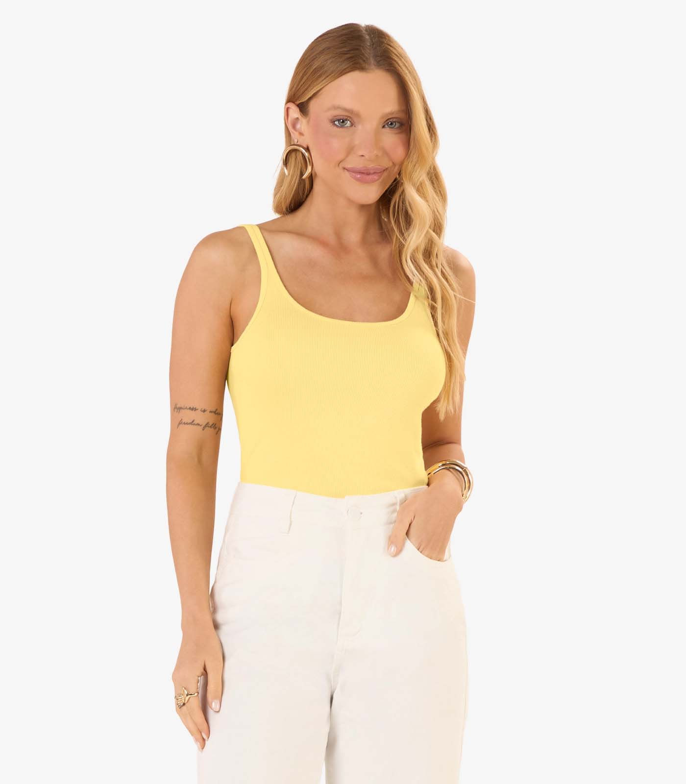 Blusa De Alca Básica Feminina Rovitex Amarelo
