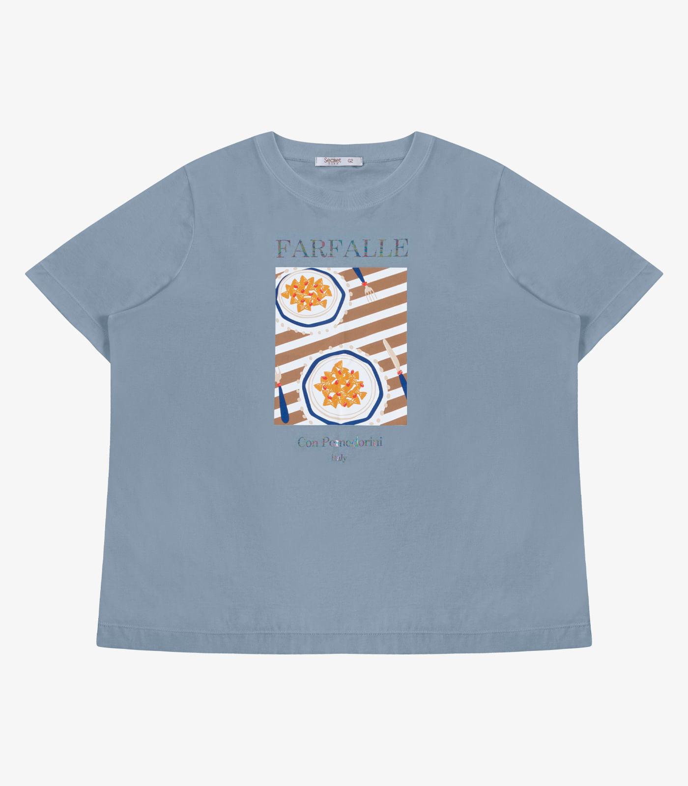 T-Shirt Feminina Com Estampa Secret Glam Azul