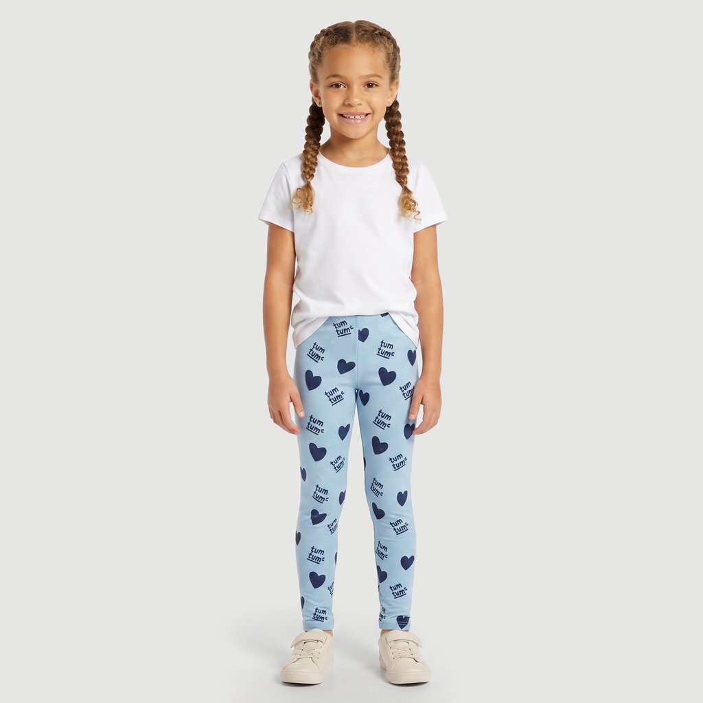 Calça Regular Feminina Estampado em Algodão Azul Yeapp