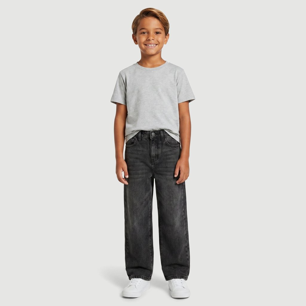 Calça Baggy Infantil em Algodão Cinza Ink