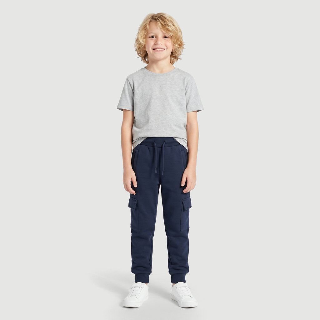 Calça Regular Masculina em Poliéster Azul Yeapp