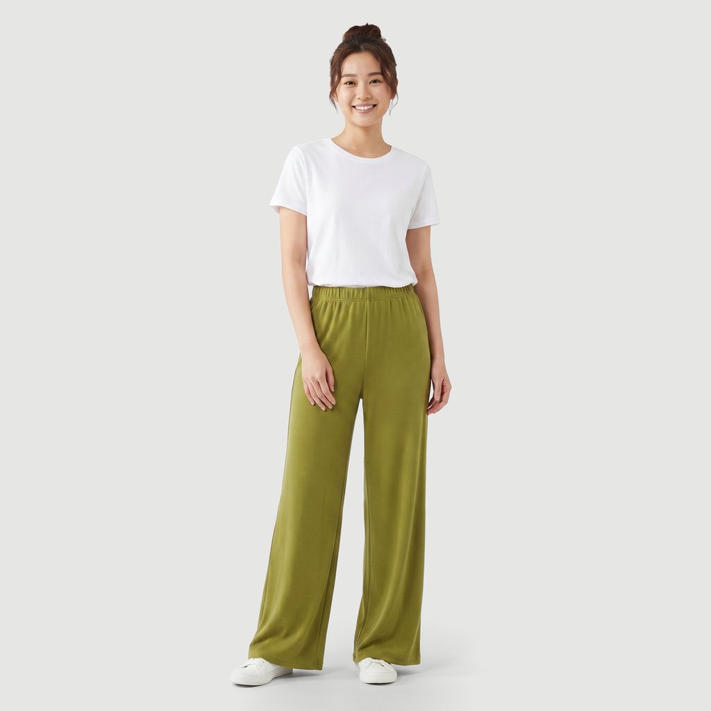 Calça Flare Feminina em Algodão Verde Viva Basico