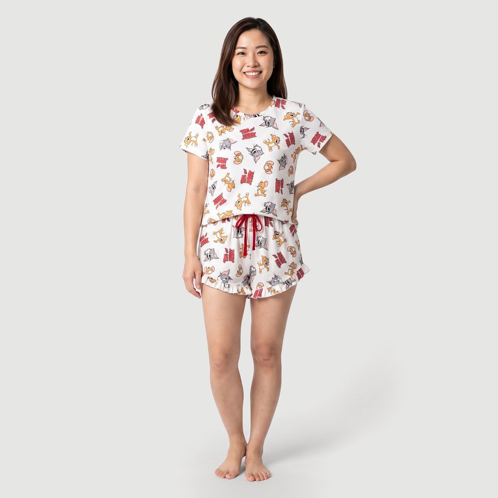 Short Doll Tom e Jerry Feminino em Poliéster Off White Warner