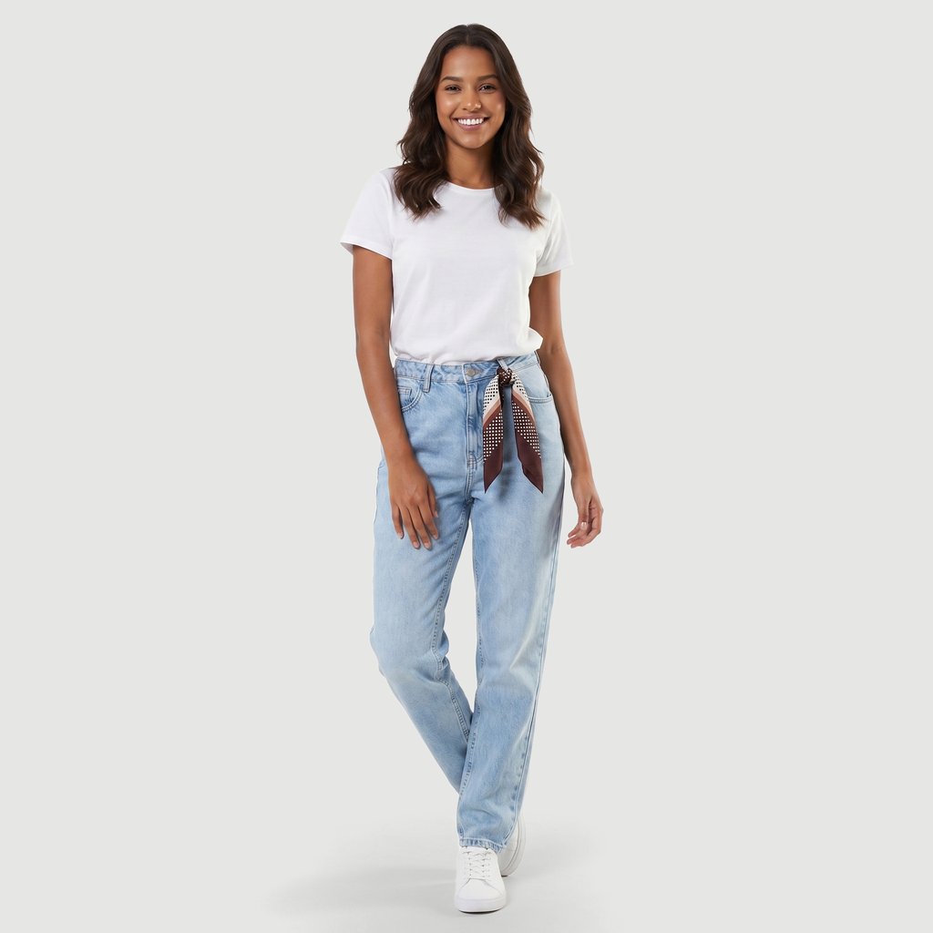 Calça Mom Feminina em Algodão Jeans Ink