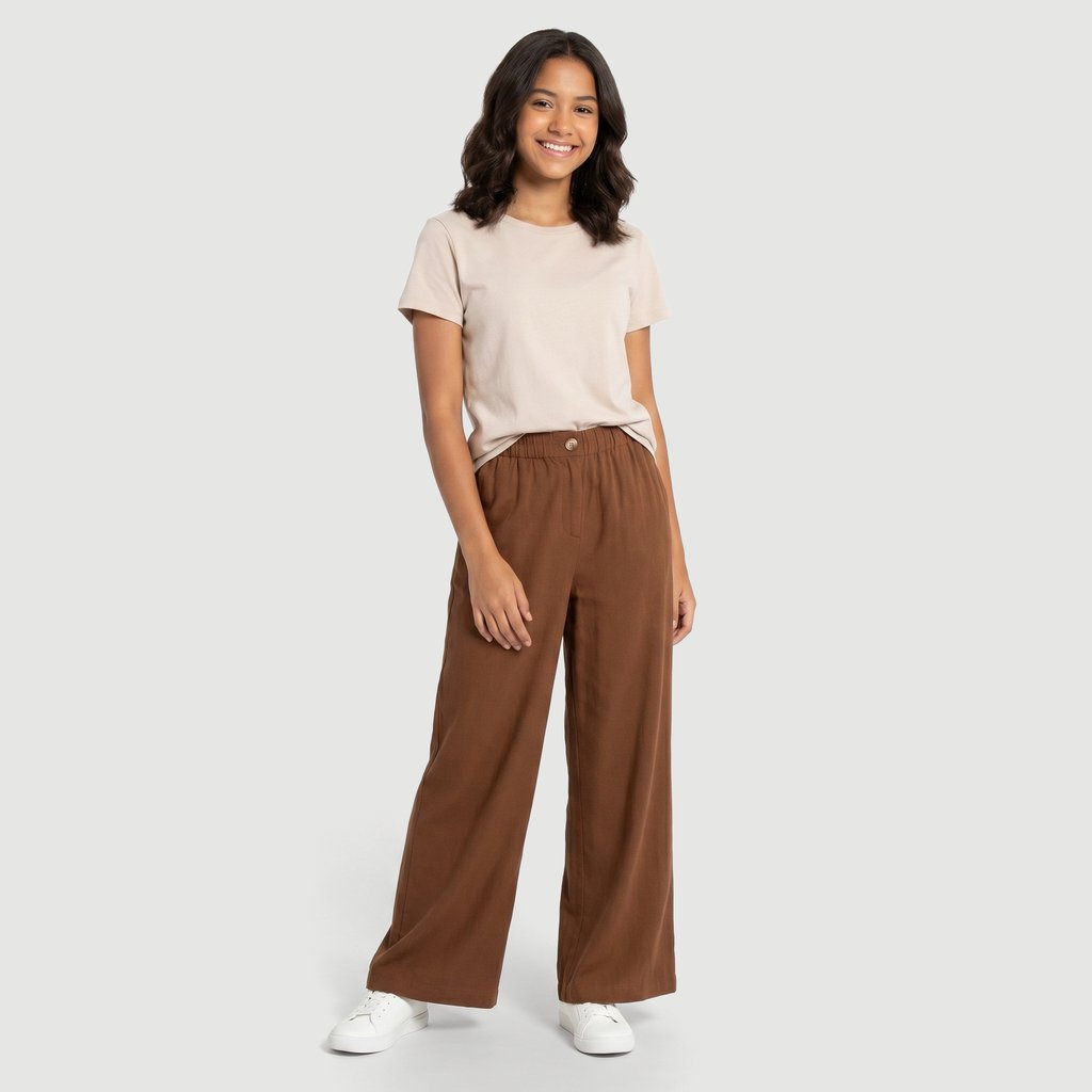 Calça Wide Leg Feminina em Viscose Marrom Love Trend