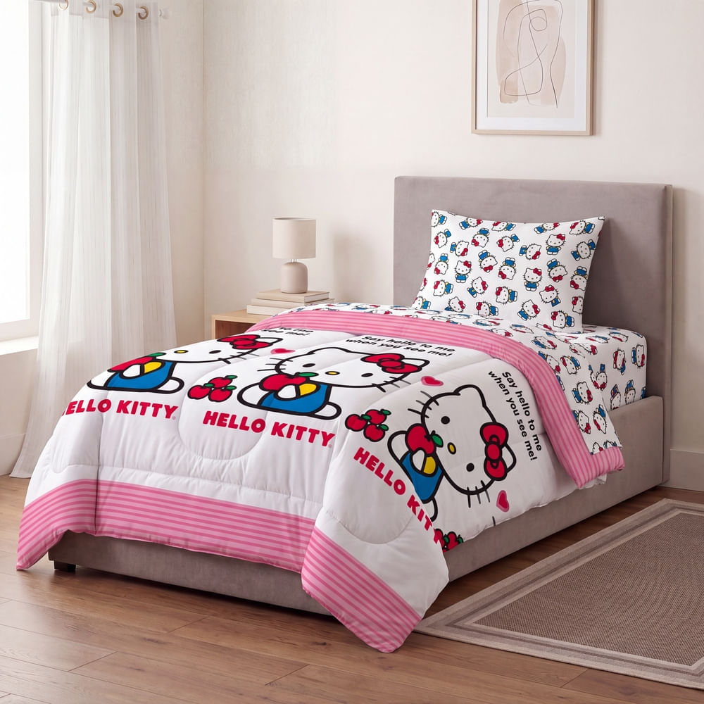Colcha Solteiro Soft Hello Kitty