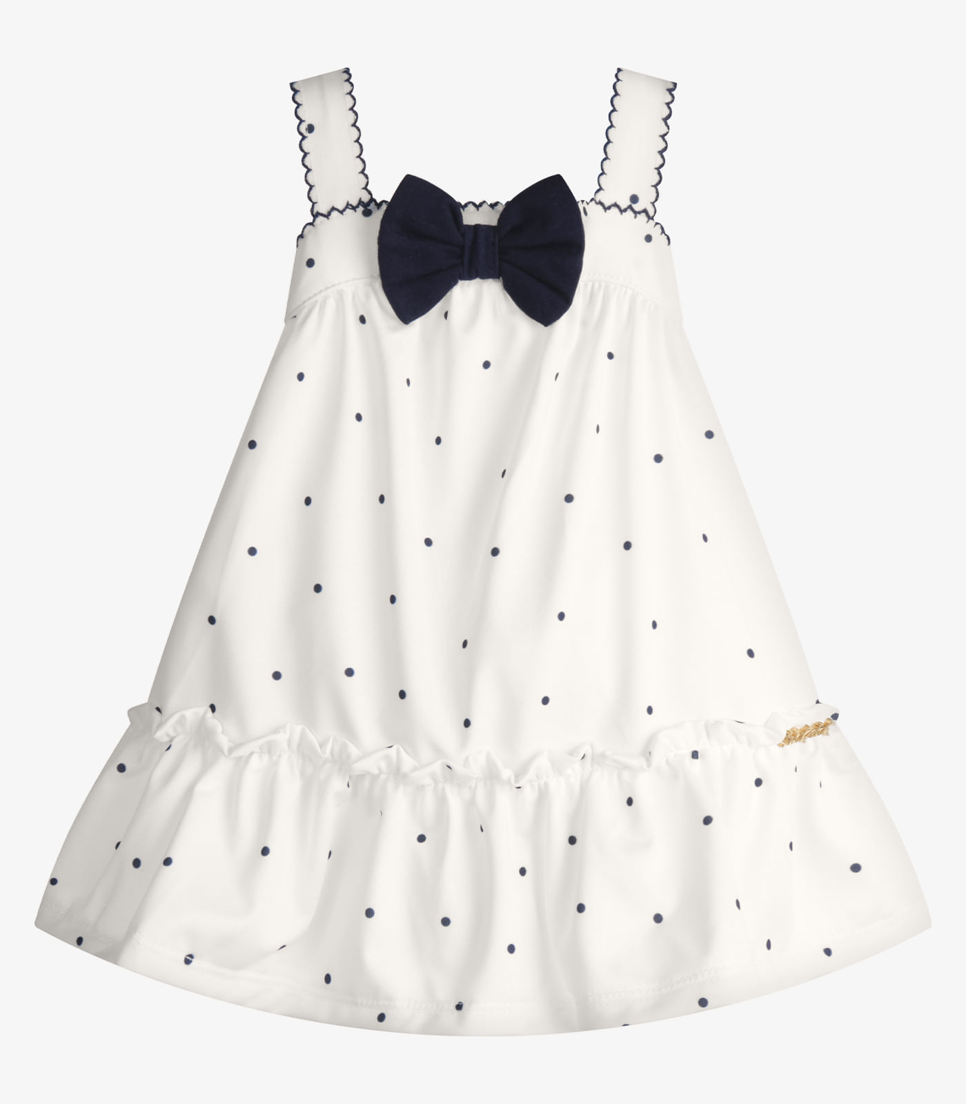 Vestido Infantil Malha Tech Poá Trick Nick Bege