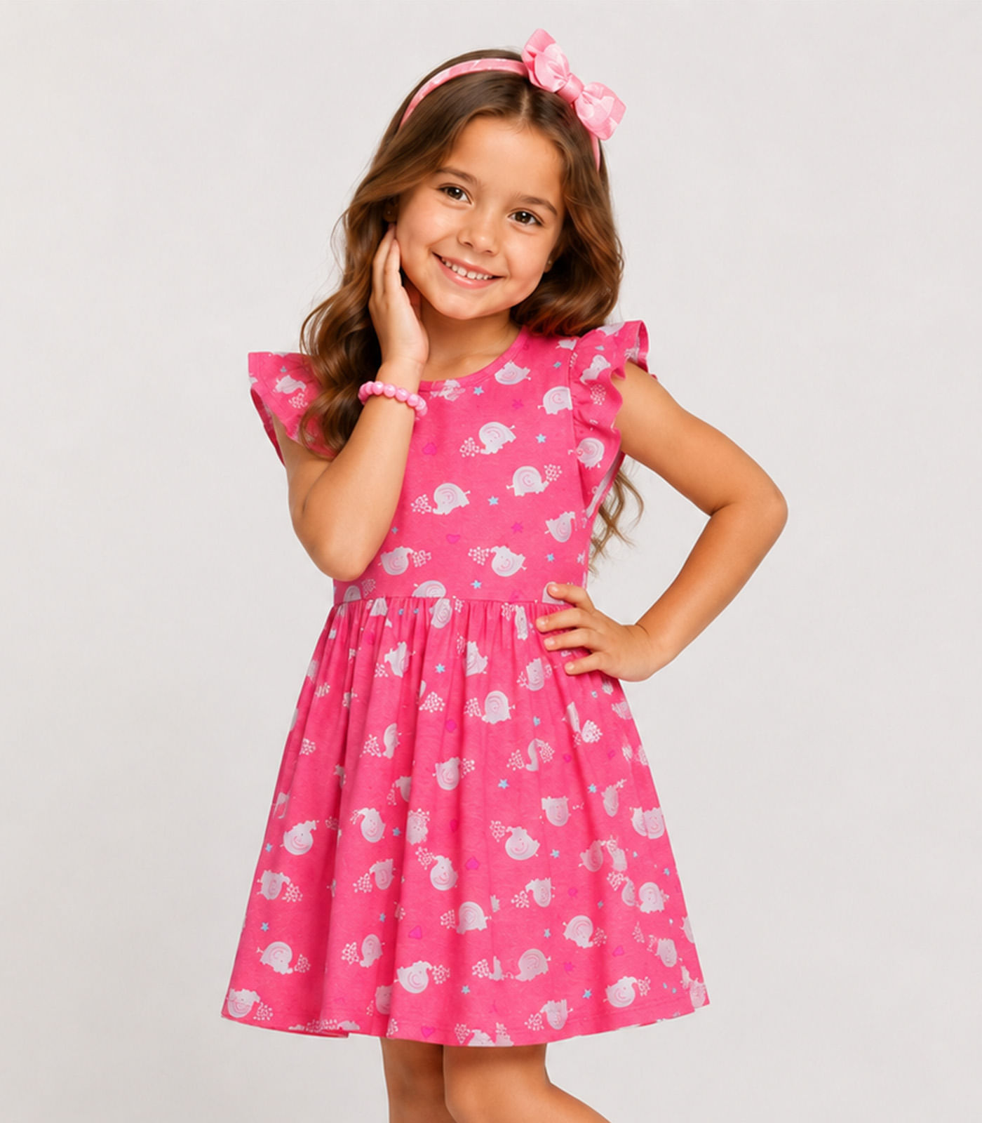 Vestido Feminino Estampado Em Malha Cotton Select Rosa