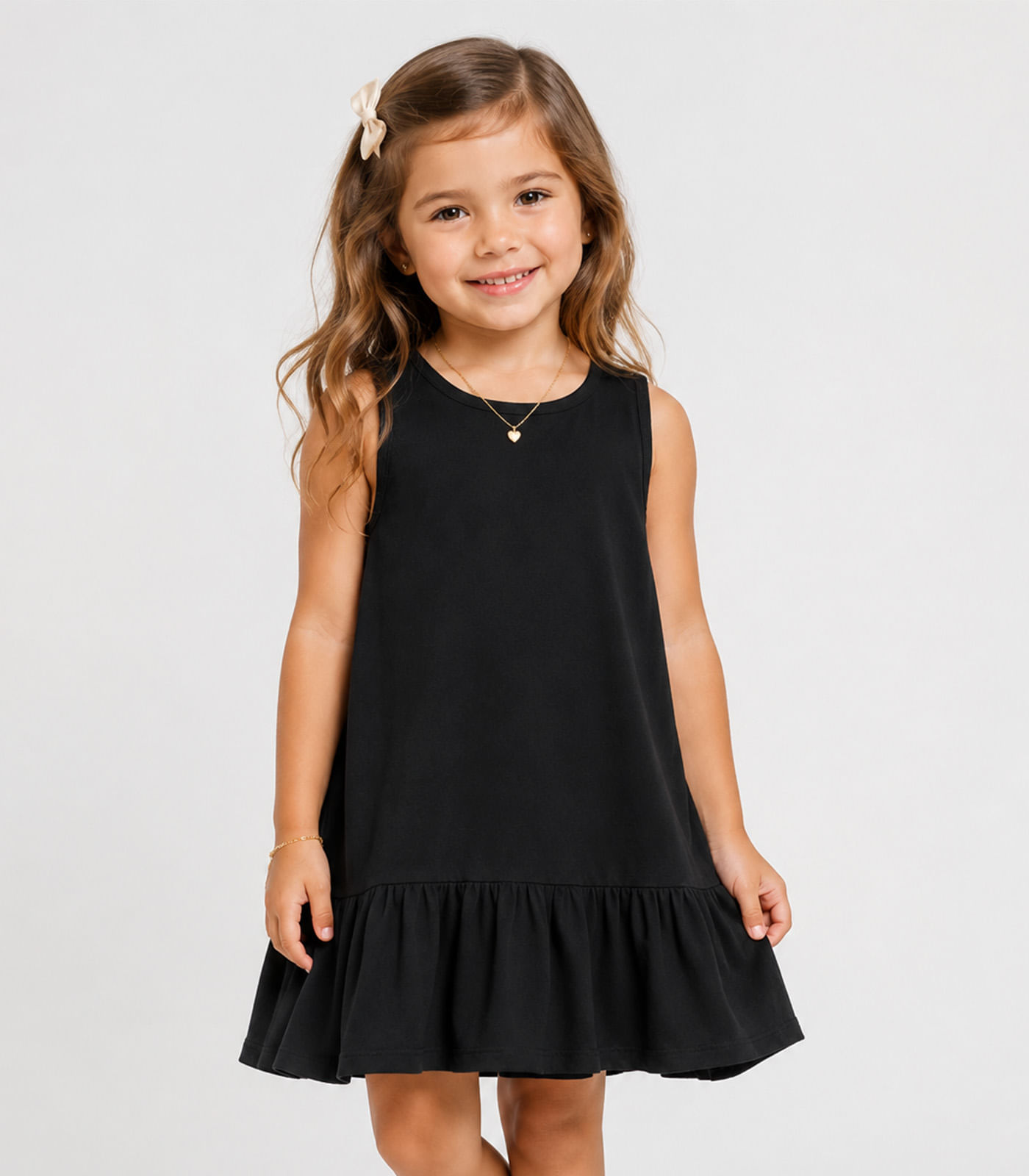 Vestido Infantil Feminino Em Meia Malha Trick Nick Preto
