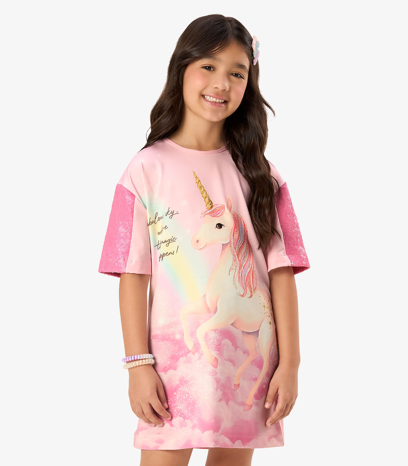 Vestido Feminino Infantil Malha Tech Rovi Kids Rosa